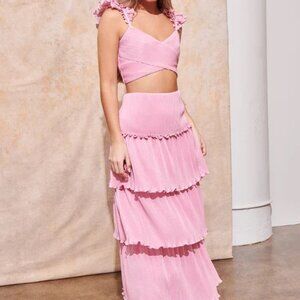 SAYLOR Lotte Set pink two piece outfit with layers Size Medium NEW